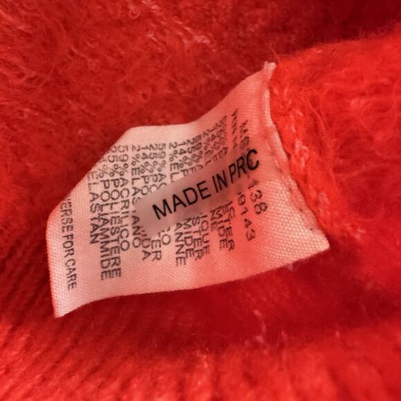 FRNCH PARIS Knit Sweater Womens M Orange Short Boxy Fit Cozy Typewriter - Picture 8 of 8